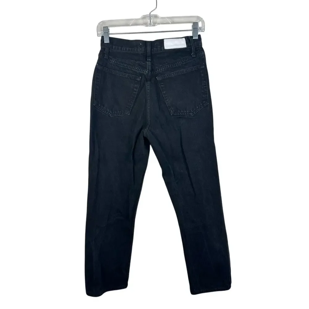 RE/DONE Button Fly Straight Leg Jeans Black Womens Size 27 EUC Capsule Wardrobe‎